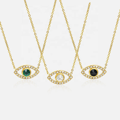 Collier Œil Vert Doré — Mauvais Œil Protecteur & Éclat Lumineux