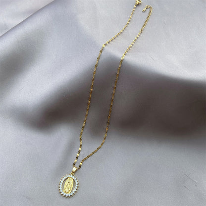 Collier Vierge Dorée — Médaillon Sacré & Halo Lumineux