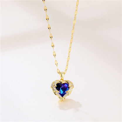 Collier Cœur Bleu Doré — Reflets d’Inspiration Saphir