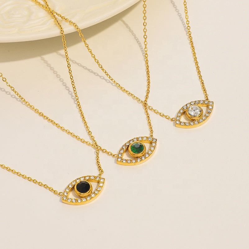 Collier Œil Vert Doré — Mauvais Œil Protecteur & Éclat Lumineux