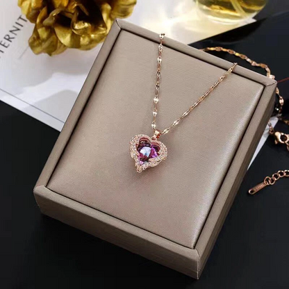 Collier Cœur Rose — Reflets Tendre & Brillance Poétique